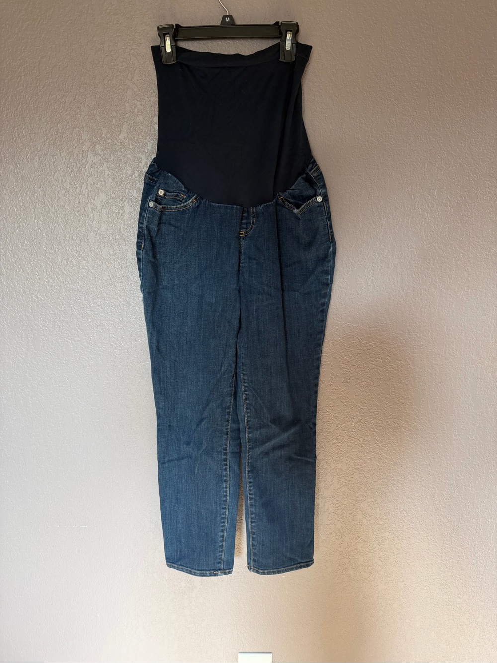 A Pea in the Pod Dark Blue Maternity Jeans with Black Support Panel